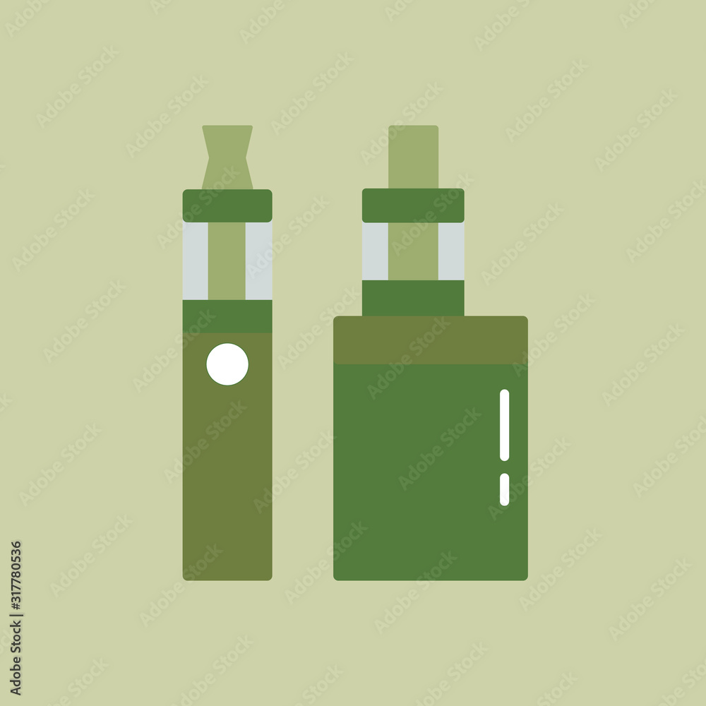 Vape pen. Vaping box. E-cigarette for vaping. Isolated vector illustration on background.