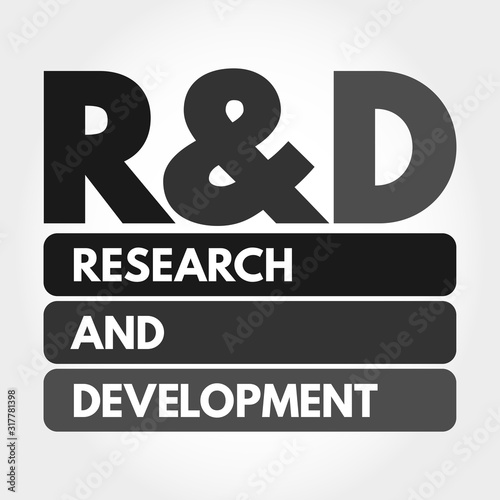 R&D - Research and Development acronym, business concept background