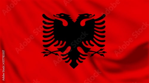 flag of albania waving in the wind