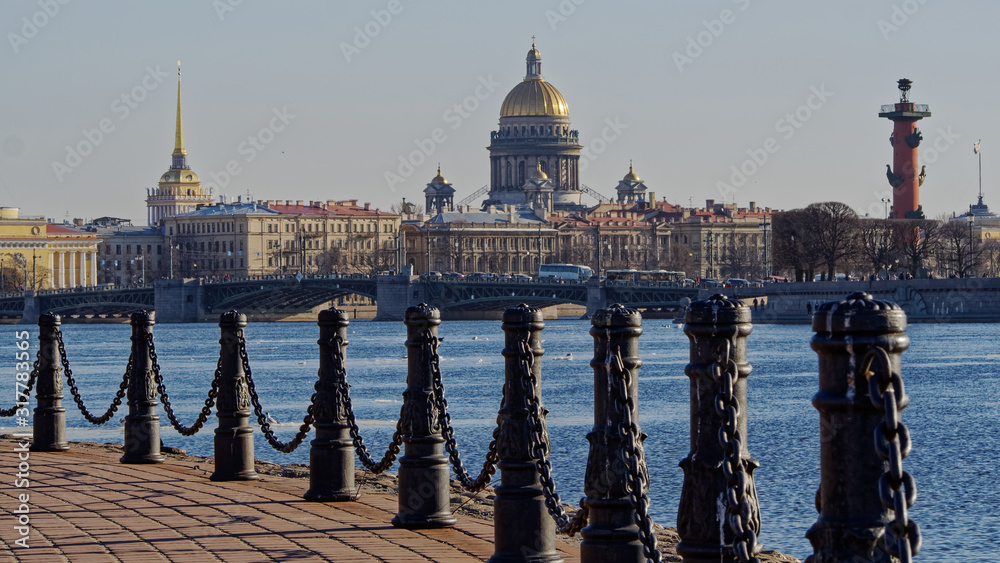 View from hare island to the Admiralty and the dome of St. Isaac's Cathedral.