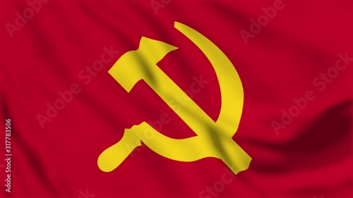 Red flag of Communist Soviet Union. National 3d Communist flag waving. Sign of USSR CCCP seamless loop animation. Communist flag 4k resolution Background. Soviet Union flag Closeup 4k video