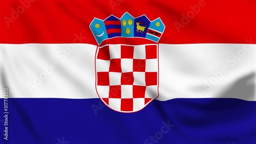 Croatia Flag Wave Loop waving in wind. Realistic Croatian Flag background. Croatia Flag Looping Closeup 4k footage. Croatia EU European country flags.