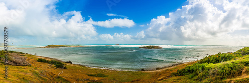 Panorama of Oyster Bay on the island of Saint Martin in the Caribbean