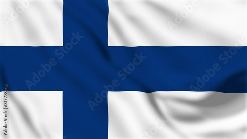 Finland flag video waving in wind. Realistic Finnish Flag background. Finland Flag Looping Closeup 4k footage. Finland EU European country flags footage video for film