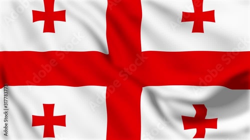 Georgia flag video waving in wind. Realistic Georgian Flag background. Tbilisi Georgia Flag Looping Closeup 4k footage. Georgia EU European country flags.
