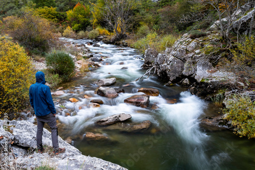 CurueÒo River with sedated water. Autumn of the Valdeteja Valley, LeÛn photo