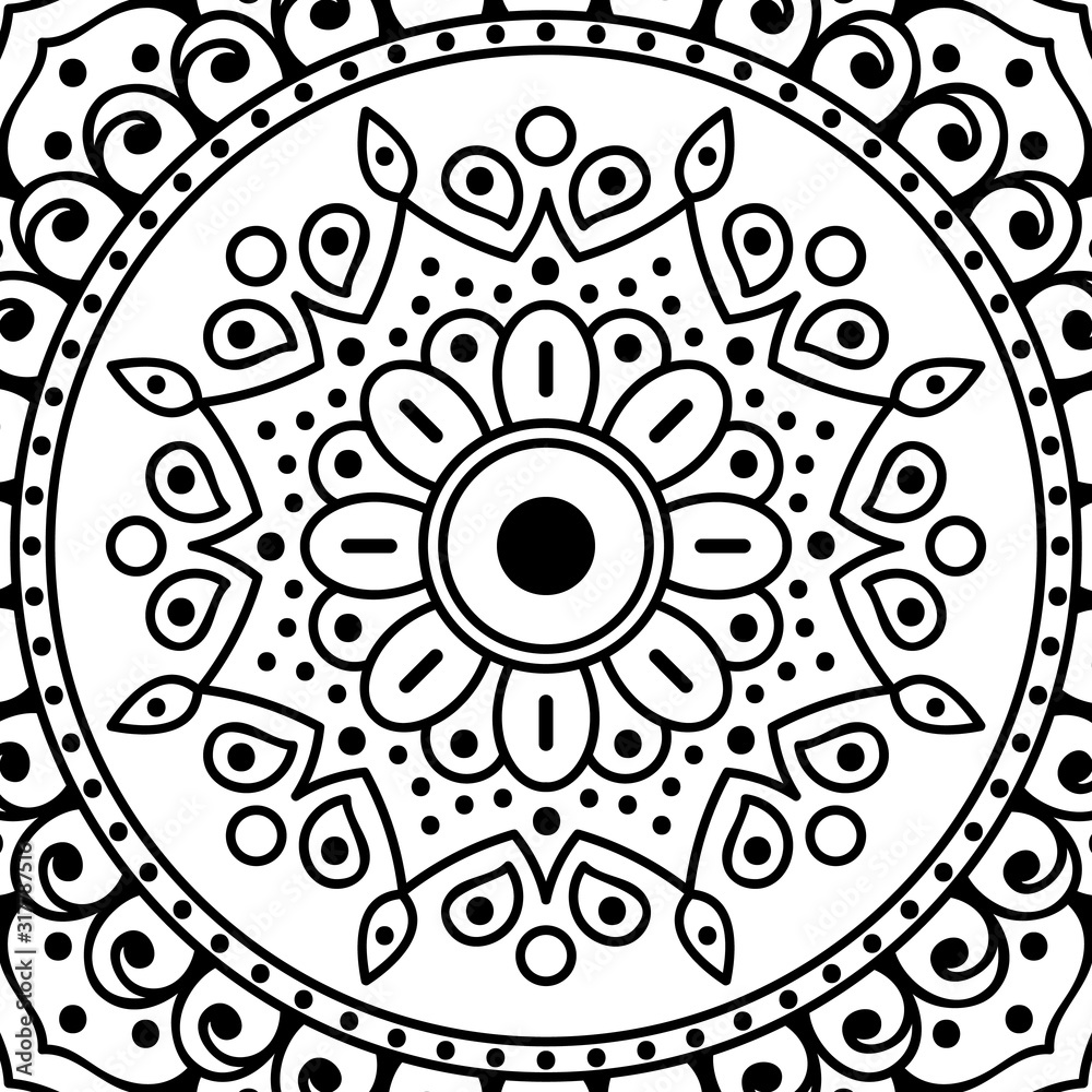 Ethnic Mandala Ornament. Arabic, Pakistan, Moroccan, Turkish, Indian, Spain motifs