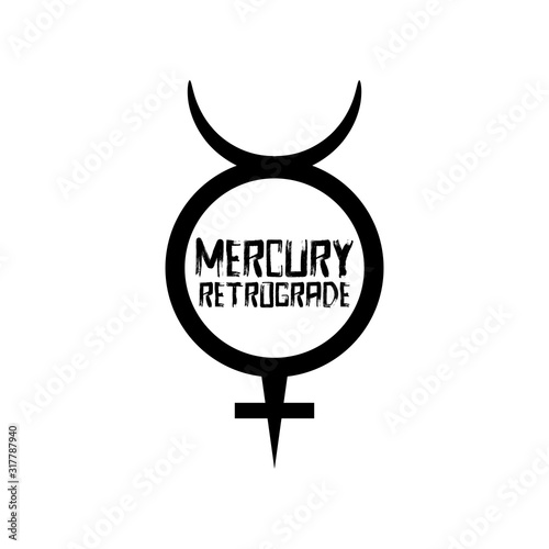 Mercury Retrograde symbol, warning, planet sign, vector illustration