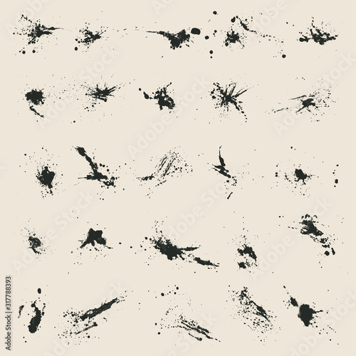 Paint Splatters.Hand Drawn Splashes.Vector.Colorful paint splatters.