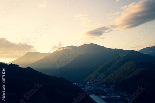 sunset in mountains