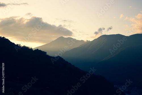 sunset in mountains