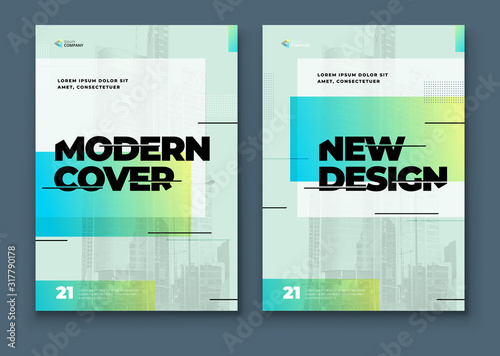Green Brochure Design Cover Template for Brochure, Catalog, Layout with Color Shapes. Modern Vector illustration Brochure Concept