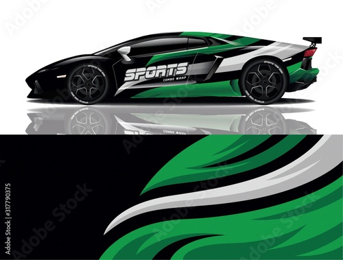 Sport car decal wrap design vector