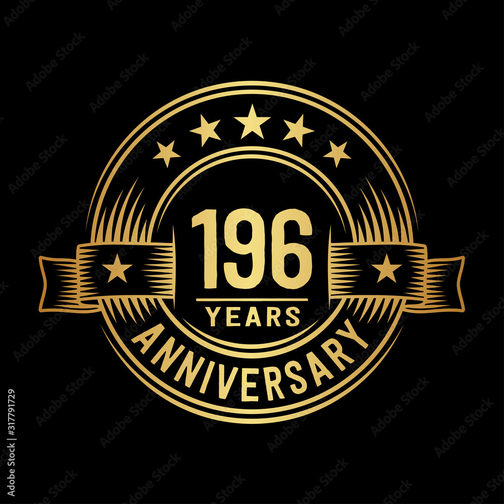 196 years anniversary celebration logotype. Vector and illustration.