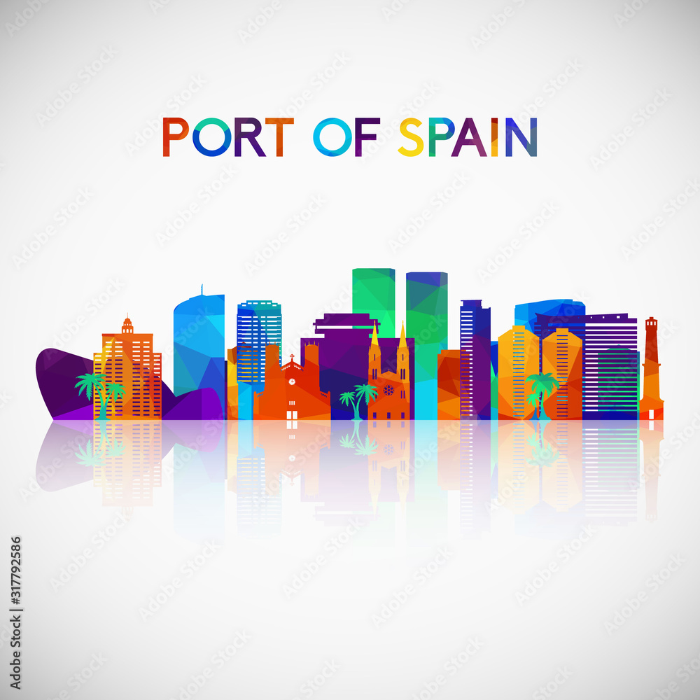Port of Spain skyline silhouette in colorful geometric style. Symbol for your design. Vector illustration.