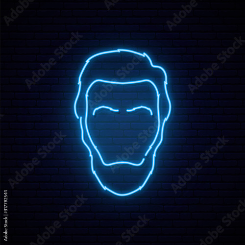 Lincoln neon sign. Bright light Lincoln silhouette on brick wall. Happy Presidents Day vector banner.