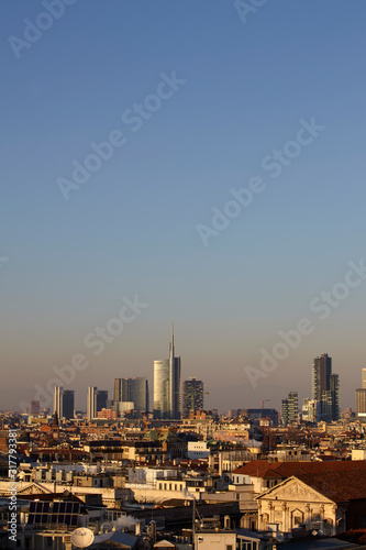 Skyline of Milan with the modern skyscrapers of Porta Nuova, Italy