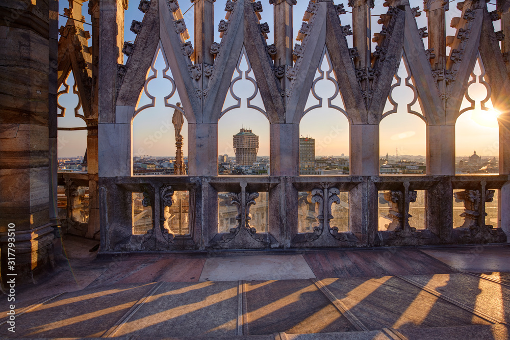 Fototapeta premium Cityscape of Milan from the top of the Cathedral, Milan, Italy