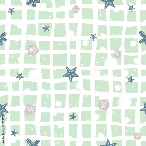 Seamless pattern with seashell. Repeating background.