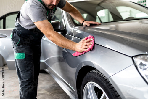 Car cleaning and preparation at a car service