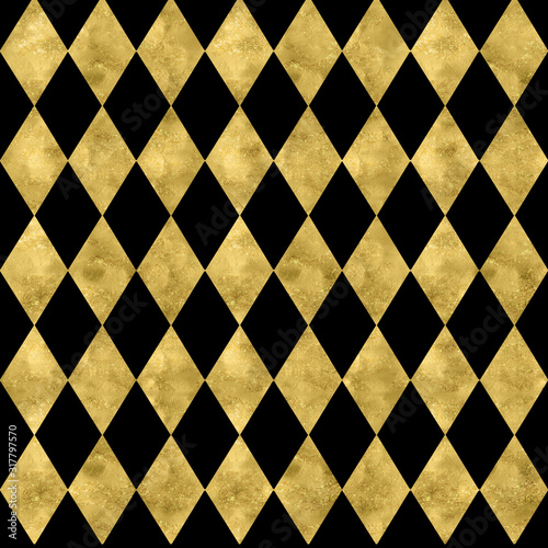 Elegant black and gold harlequin pattern photo