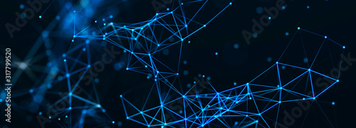 Abstract digital connection dots and lines. Technology background. Network connection structure. Plexus effect. 3d