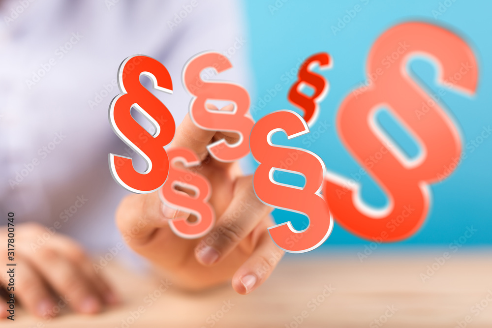 paragraph law sign digital in hand 3D