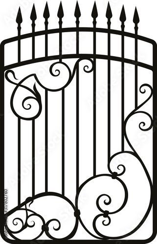Steel railing panels that include balls, flowers, leaves and rosettes. Aluminum handrail, vector construction. Use these decorative iron cross bars to create a unique window guard or balcony railing. 