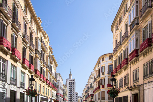 Malaga old streets with historic buildings, Spain