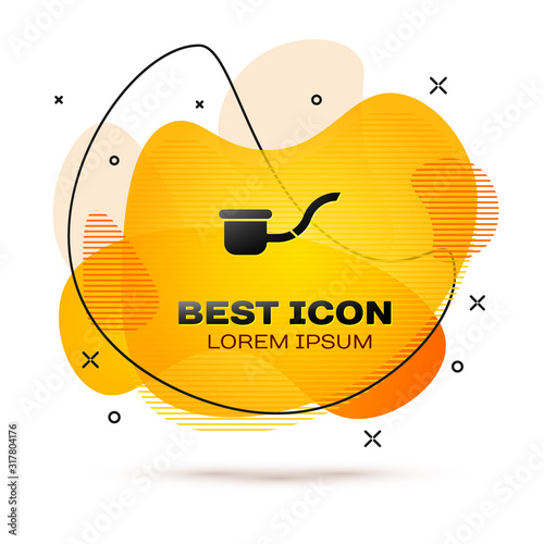 Black Smoking pipe with smoke icon isolated on white background. Tobacco pipe. Abstract banner with liquid shapes. Vector Illustration