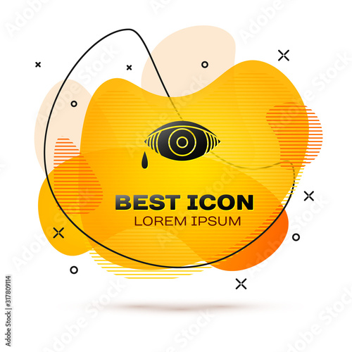 Black Reddish eye due to viral, bacterial or allergic conjunctivitis icon isolated on white background. Abstract banner with liquid shapes. Vector Illustration