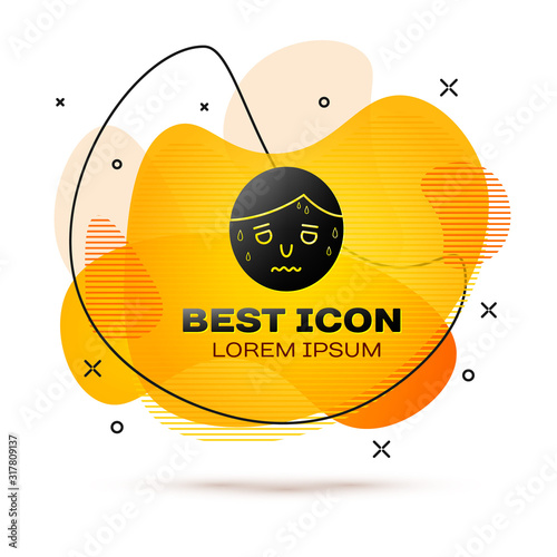 Black Man with excessive sweating icon isolated on white background. Abstract banner with liquid shapes. Vector Illustration