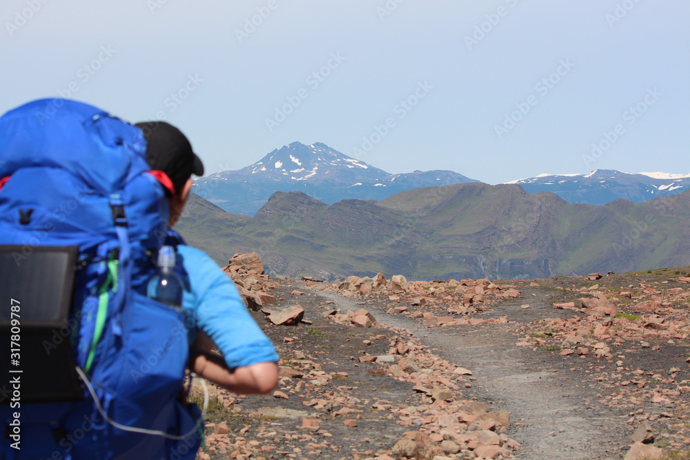 Torres del Paine National Park, Región de Magallanes y de la Antártica Chilena, Chile - December 4, 2018: Hiking/Backpacking though Torres Del Paine Trails. Torres del Paine National Park, Región de Magallanes y de la Antártica Chilena, Chile - December 4, 2018: Hiking/Backpacking though Torres Del Paine Trails.