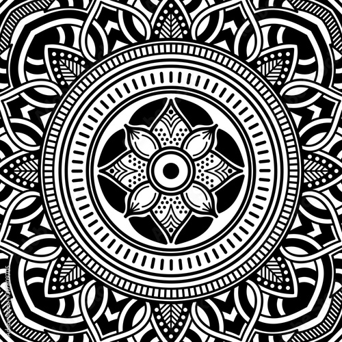 Abstract black and white line drawing, contour image for adult and older children