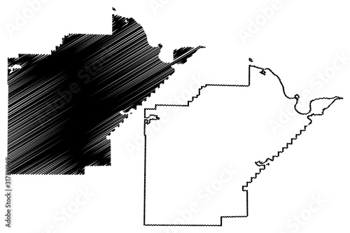 Yell County, Arkansas (U.S. county, United States of America,USA, U.S., US) map vector illustration, scribble sketch Yell map