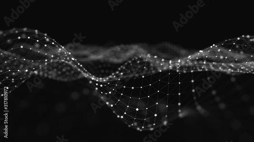Network connection structure. Big data digital dark background. Science background with connected dots and lines. 3d rendering. © Oleksii