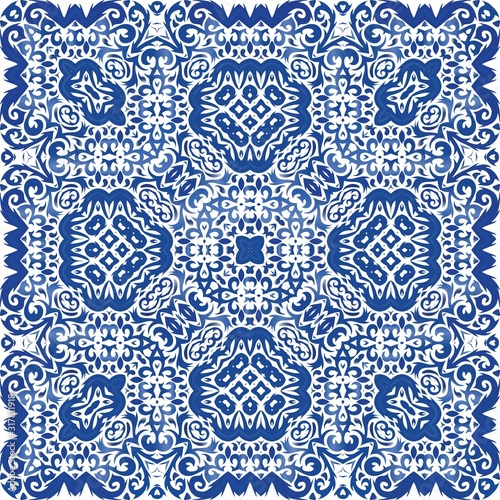 Ornamental azulejo portugal tiles decor.