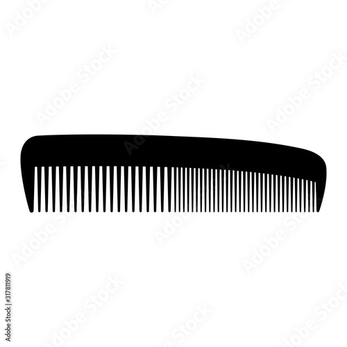 Flat comb, icon. Fine and medium tooth design. Vector illustration.