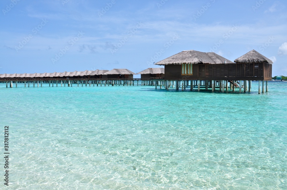 Overwater bungalows in paradise