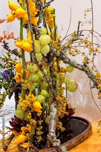 Ikebana Japanese art of flower arrangement photo