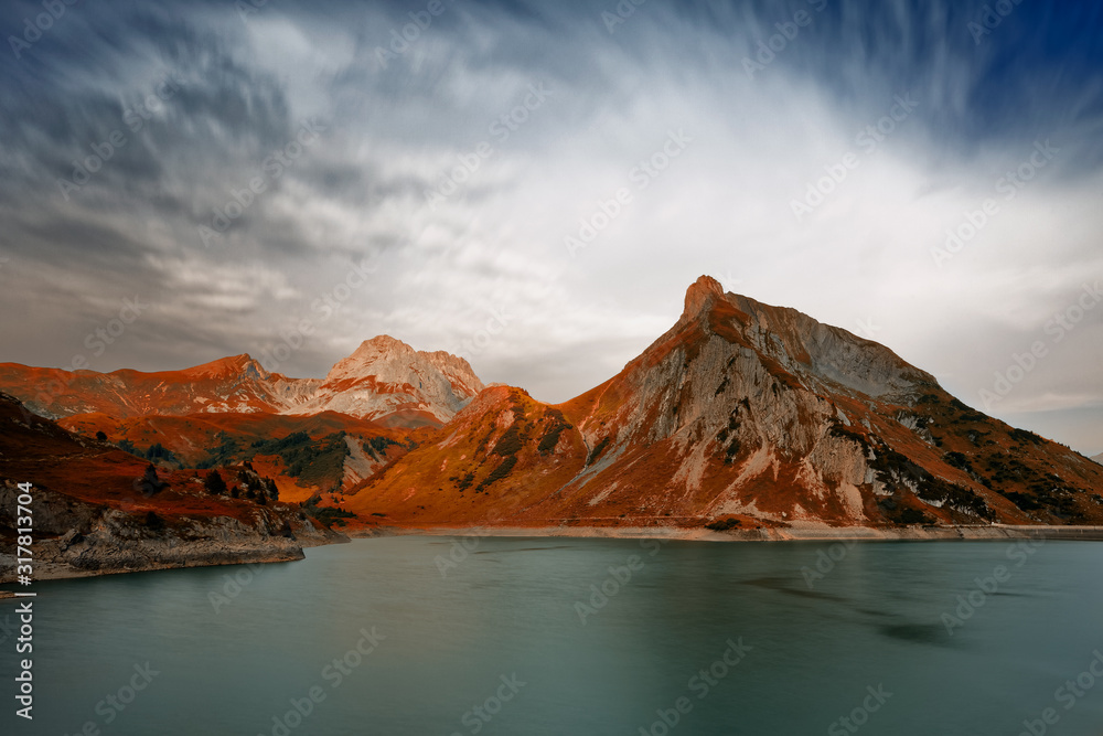 Panoramic view of Spullersee , Austria..