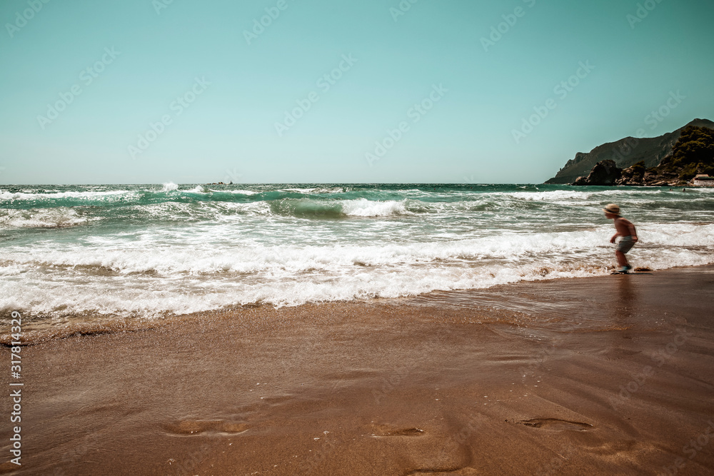 Summer photo of beach and sunny sky . Free space for your decoration 