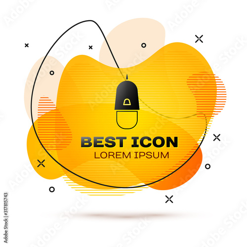 Black Police cap with cockade icon isolated on white background. Police hat sign. Abstract banner with liquid shapes. Vector Illustration