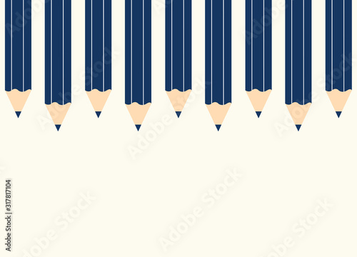 horizontal banner with blue pencils vector - white background