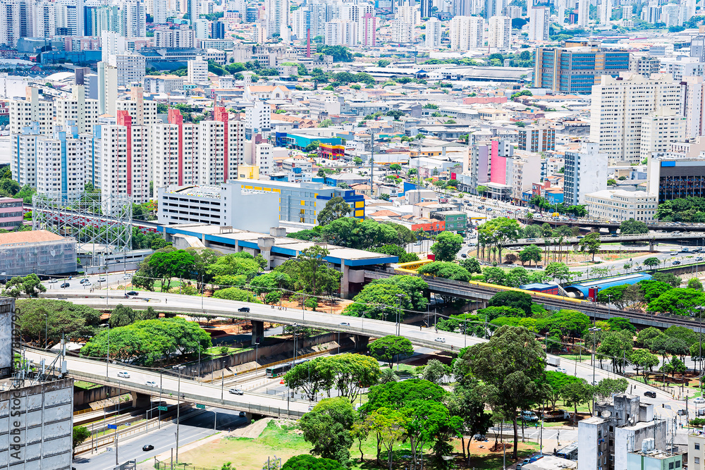 Aerial view of the Bras and Mooca neighborhoods region, of the city of Sao  Paulo SP Brazil during the day. View of a big south american city. Stock  Photo