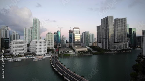 Wallpaper Mural View from Brickell Key, a small island covered in apartment towers, towards the Miami skyline, Miami, Florida, USA - Time lapse Torontodigital.ca