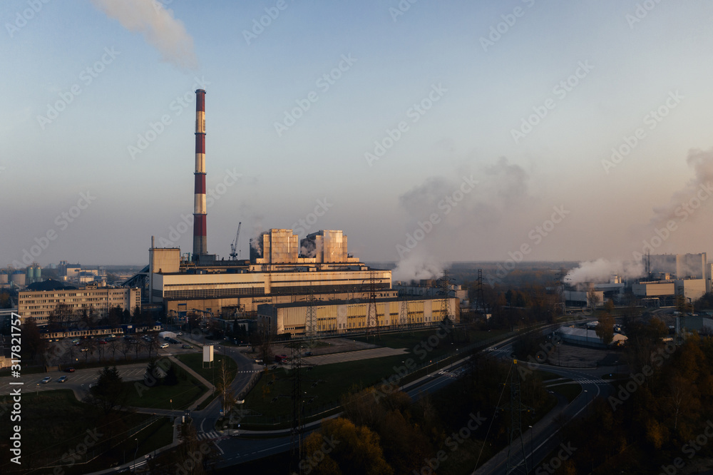 Aerial drone photography of air pollution in europe.