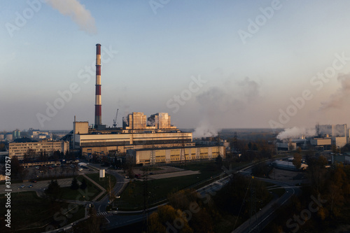 Aerial drone photography of air pollution in europe.