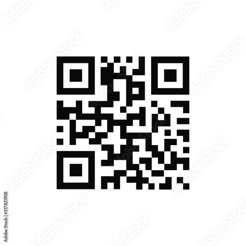 QR Code vector icon. QR code sample for smartphone scanning. Isolated vector illustration. photo