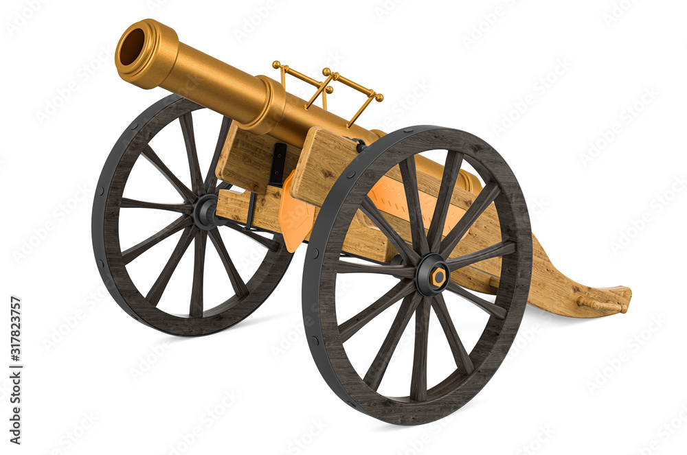 Fototapeta Old cannon for fireworks. 3D rendering
